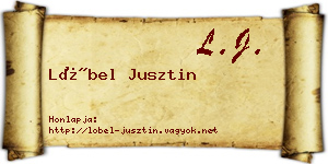Löbel Jusztin névjegykártya